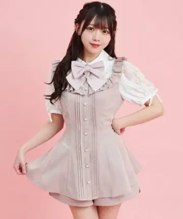 시크릿허니 슬릿 소매 요크 절개 셋업