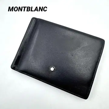 MONTBLANC 몽블랑 머니클립 블랙 가죽 로고 마크