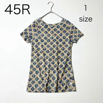 3649 [새상품급] 45R 코몬 무늬 티셔츠 올 패턴 그레이 S