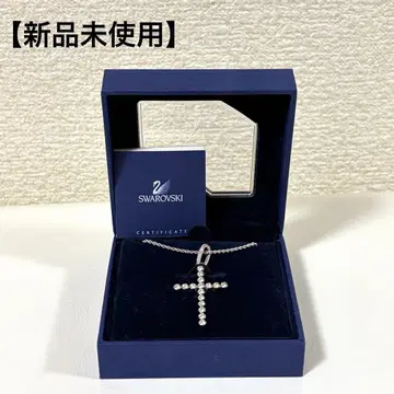 [ 미사용 새상품 ] 스와로브스키 크로스 목걸이 십자가 실버 박스 포함
