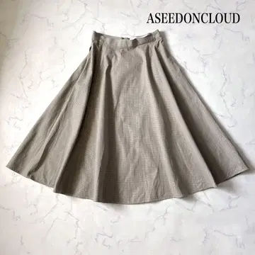 레어 ASEEDONCLOUD 글렌체크 롱 플레어 스커트 베이지 M