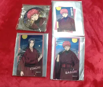 NARUTO 애니메이트 카페 캔뱃지 카드 사소리 이타치 세트