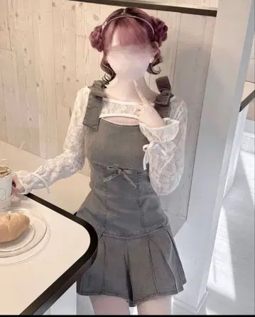 허니뮤우 레이스 앙상블 데님 원피스 XS 사이즈