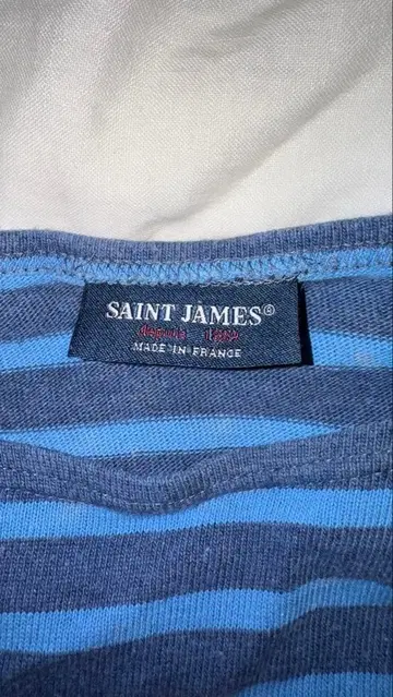 SAINT JAMES 보더 티셔츠 긴팔 블루