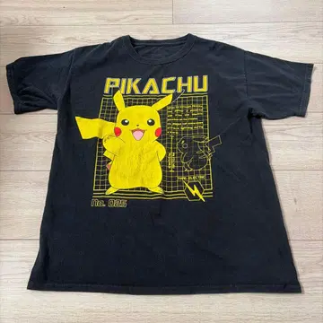 포켓몬 피카츄 빈티지T셔츠 블랙 XL 사이즈