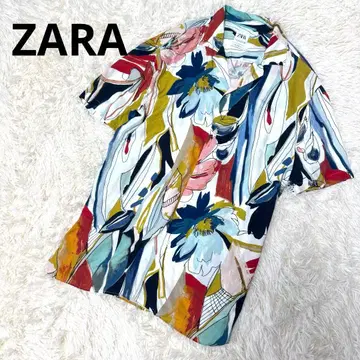 ZARA 자라 보타니컬 그래픽 올 패턴 오픈 카라 셔츠 레이온 M
