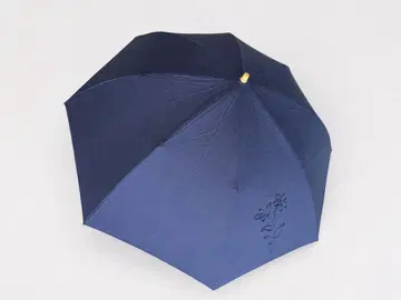 미사용 네이비 접이식 우산 코드 자수 꽃 모티브 여성용 양산