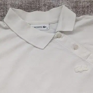 LACOSTE 불규칙 반팔 피케 셔츠 화이트 사이즈 36
