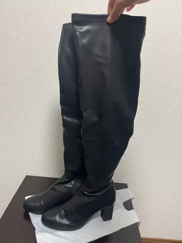 가죽 롱 부츠 블랙