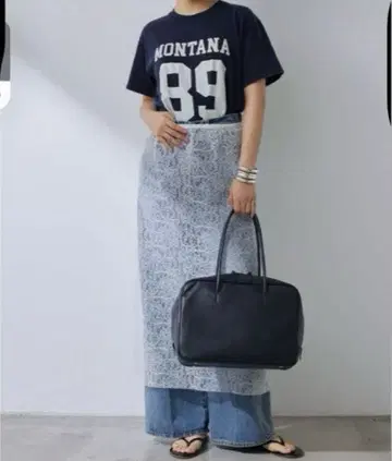새상품 Whim Gazette 넘버링 T셔츠 네이비 F