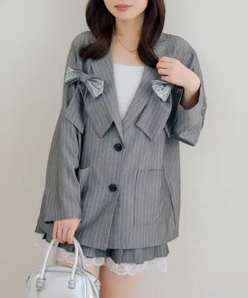 OLIVE des OLIVE 레이스 리본 테일러드 자켓 탈부착 가능