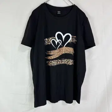 SHEIN 쉬인 반팔T셔츠 [ S ] 블랙 하트 레오파드 무늬 여름옷