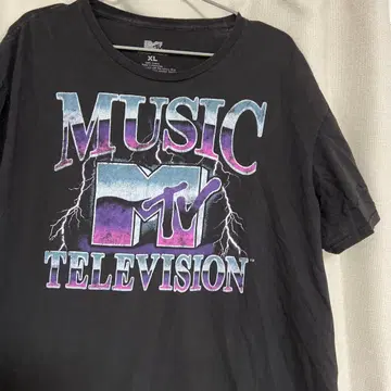 MTV MUSIC TELEVISION 티셔츠 XL 블랙 구제 의류