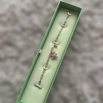미사용 새상품 SWAROVSKI 팔찌 테디베어 핑크