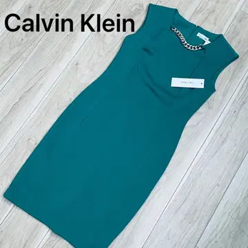 Calvin Klein 캘빈클라인 슬리브리스 원피스 그린 L
