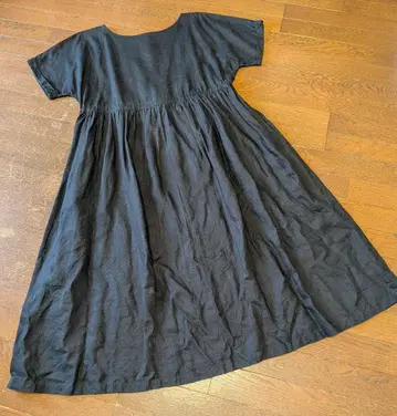 nest Robe 린넨 100% 반팔 원피스 블랙