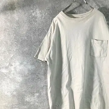 USA제 Goodwear 포켓 티셔츠 베이지 무지 가슴 포켓