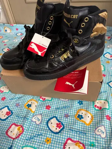 미사용 PUMA CAT 하이컷 스니커즈 골드 27cm 푸마