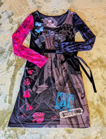 Desigual 긴팔 원피스 아트 패턴 좌우 비대칭 (새상품급)