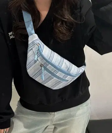 체크 무늬 바디백 여성용 경량 힙색 사선 크로스 미니