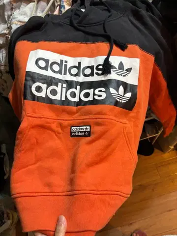adidas originals 후드티 XS 오렌지 블랙 구제 의류