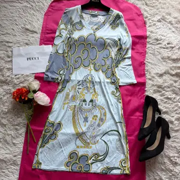 [ 새상품급 ] EMILIO PUCCI 푸치 패턴 원피스 긴팔 롱 V넥