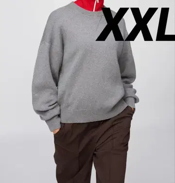 UNIQLO 스무스 코튼 크루넥 스웨터 그레이 XXL