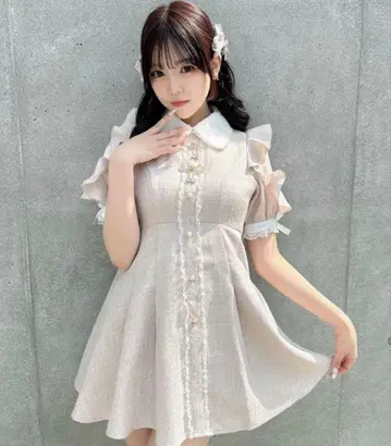 ROJITA 더블 리본 트위드 반팔 원피스