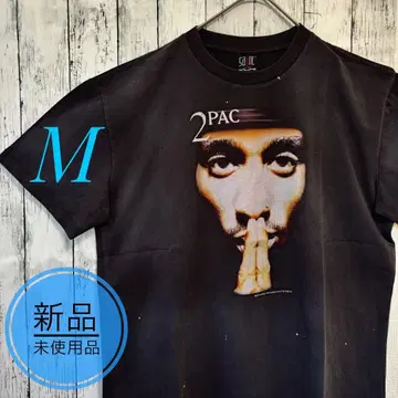 미사용 새상품 2PAC 빈티지 가공 T셔츠 랩 M 블랙