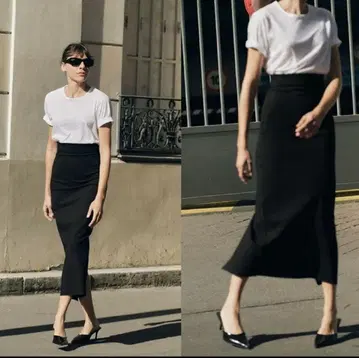 ZARA 핏 미디 스커트 S 자라