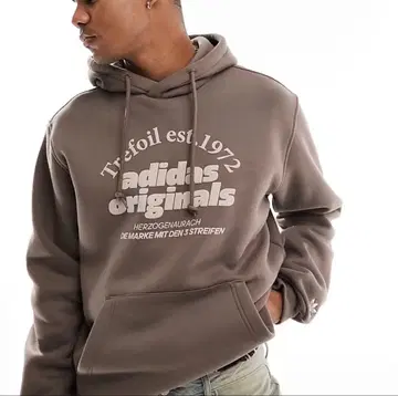 adidas Originals 그래픽 후드티 브라운 M 사이즈