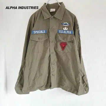 ALPHA INDUSTRIES 밀리터리 셔츠 XL 카키 와펜 긴팔