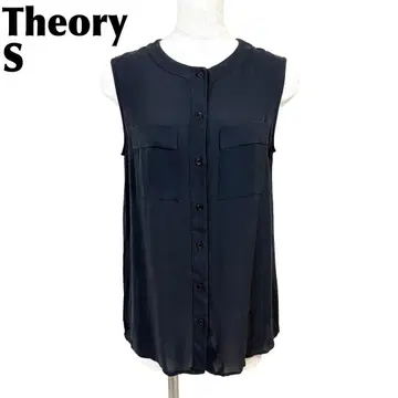 [ 새상품급 ] Theory 슬리브리스 블라우스 실크 S 네이비 무지