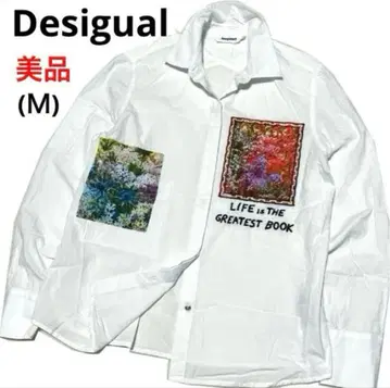 새상품급 Desigual 데시구알 자수 패치 셔츠 행복 메시지 셔츠 M