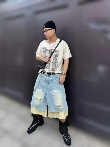 GRAILZ 데님 레이어드 숏팬츠