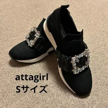 attagirl 비쥬 부착 스니커즈 슬립온 블랙 S 사이즈