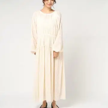CLANE 클라네 시스루 플라워 원피스 벨로아 리본 이너 포함 M