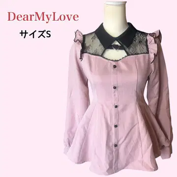 DearMyLove 레이스 요크 하트 초커 페플럼 블라우스 S