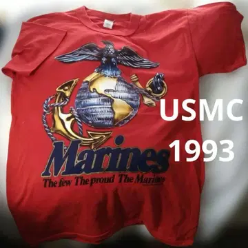 USMC 미국 해병대 1993 빈티지 T셔츠 빨간색 얇은 소재 새상품급!