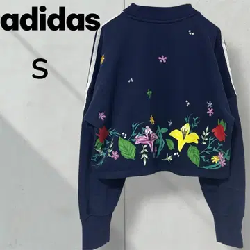 adidas Originals 꽃무늬 백 프린트 숏 기장 맨투맨/ S