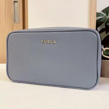 FURLA 훌라 숄더백 블루 그레이 가죽 로고 스트랩