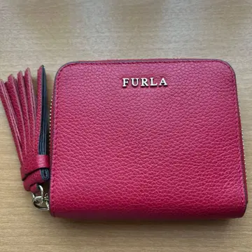 FURLA 접이식 지갑 라운드 지퍼 태슬 포함 빨간색