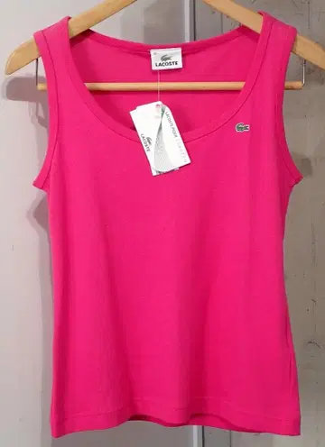 새상품 LACOSTE 코튼 탱크탑 핑크 40 상의 택 포함