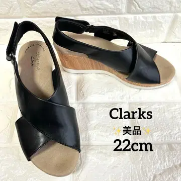 새상품급 Clarks 클락스 샌들 가죽 블랙 백 벨트 22cm