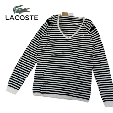 [ LACOSTE ] 긴팔 보더 V넥 니트 40