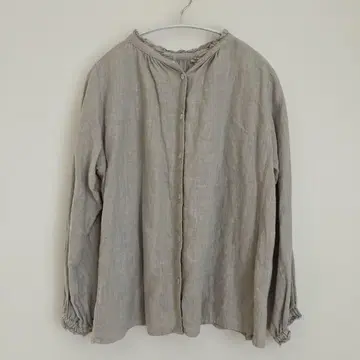 nest Robe 린넨 프릴 넥 긴팔 블라우스 베이지