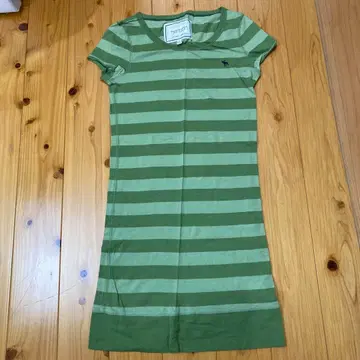 Abercrombie & Fitch 반팔 T셔츠 그린 보더 M