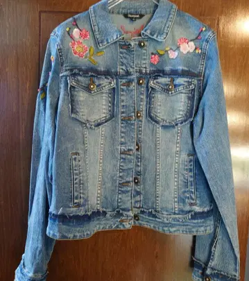 Desigual 데님 자켓 꽃무늬 자수 사이즈 40