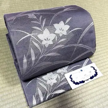 순수 실크 여름 명주 후쿠로 오비 [츠유시바 꽃]