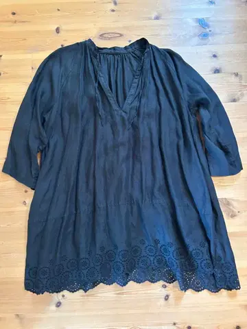 nest Robe 네스트로브 린넨 튜닉 원피스 7부 소매 블랙